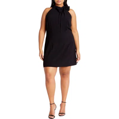 City Chic Karter Bow Sheath Dress In Black