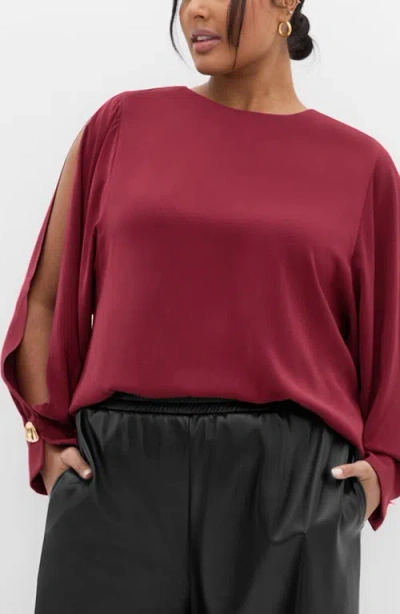 City Chic Katie Top In Burgundy
