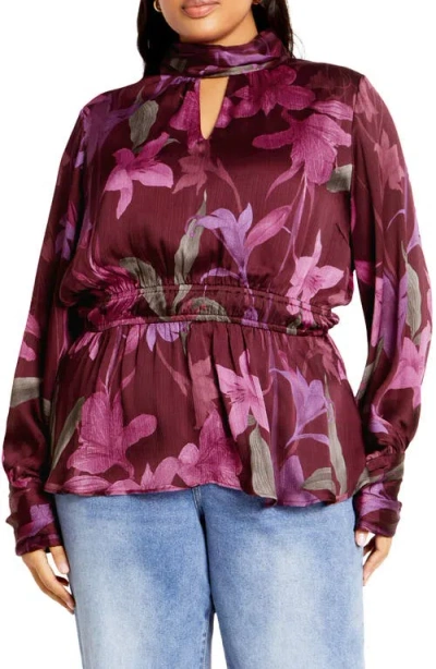City Chic Katya Print Top In Lavish Lily