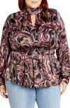 City Chic Katya Print Top In Vintage Paisley