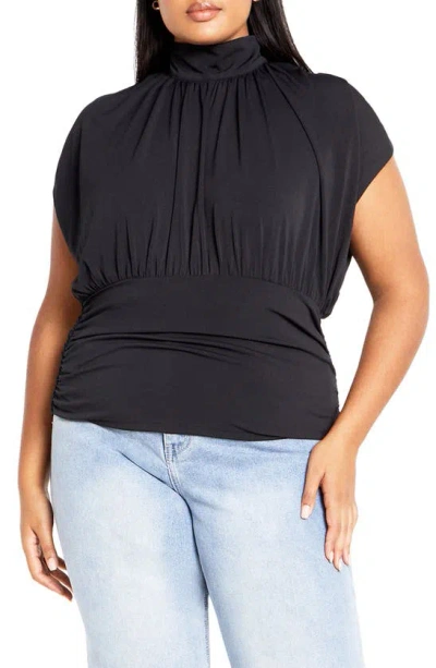 City Chic Kay Mock Neck Top In Black