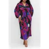City Chic Kaya Floral Long Sleeve Maxi Dress In Black/wildflower