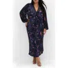 City Chic Kaya Floral Long Sleeve Maxi Dress In Etched Floral