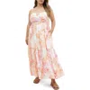 City Chic Kehlani Print Sleeveless Maxi Dress In Pink Palm