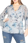 CITY CHIC KELLY FLORAL PRINT WRAP TOP