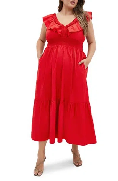City Chic Kelly Maxi Dress In Red