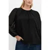 City Chic Kelly Sheer Sleeve Top In Black