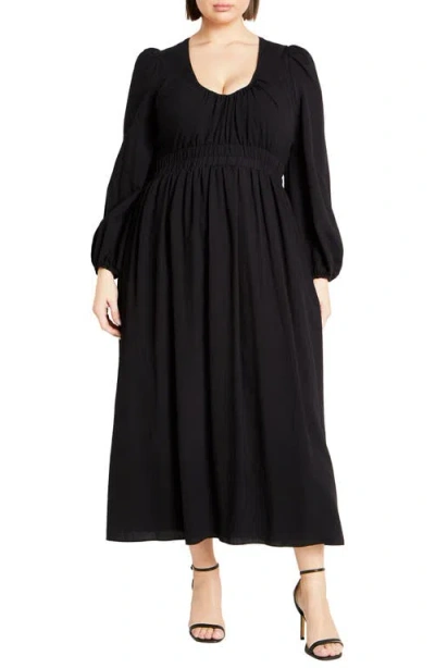 City Chic Keyla Long Sleeve Maxi Dress In Black