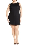 City Chic Kezia Mesh Overlay Cocktail Dress In Black