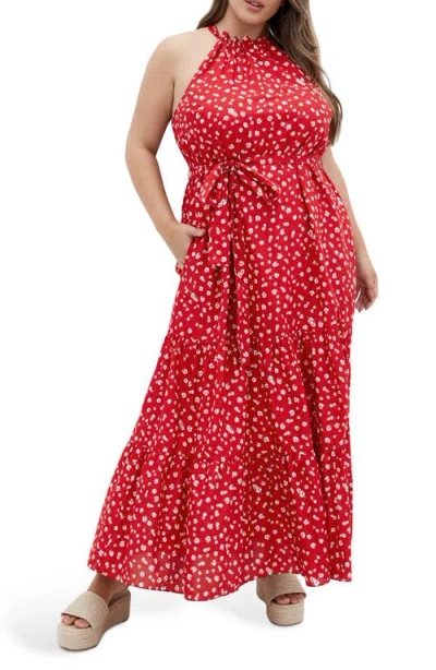 City Chic Kiana High Neck Maxi Dress In Christina Floral