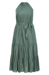 City Chic Kiana High Neck Maxi Dress In Light Khaki