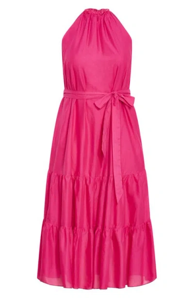 City Chic Kiana High Neck Maxi Dress In Magenta