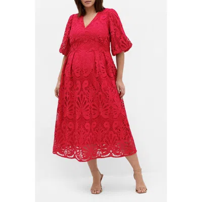 City Chic Kylee Lace Maxi Dress In Red