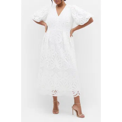 City Chic Kylee Lace Maxi Dress In White
