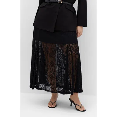 City Chic Lace Maxi Skirt In Black