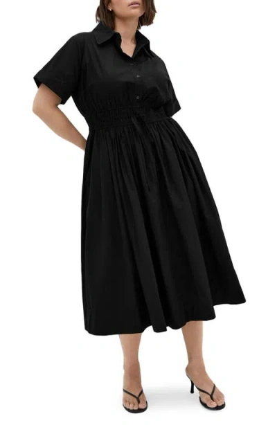 City Chic Lana Fit & Flare Shirtdress In Black