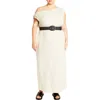 City Chic Lana One-shoulder Sleeveless Linen Blend Maxi Dress In White