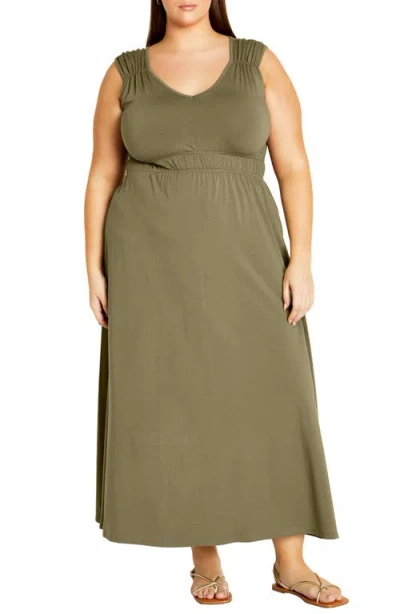 City Chic Lani Maxi Dress In Olive