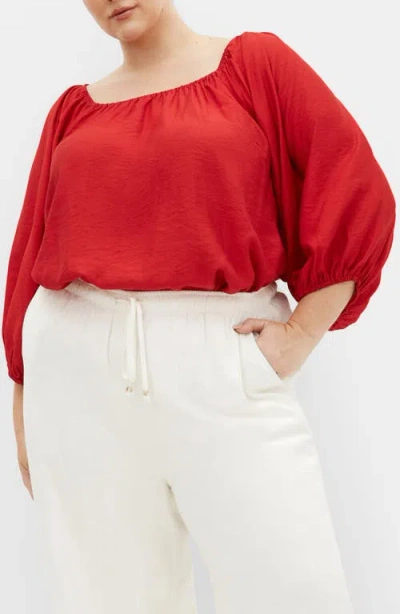City Chic Leila Tie Back Top In Cherry