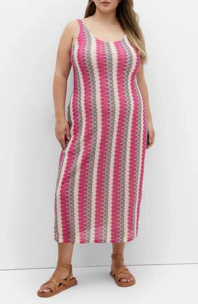 City Chic Leilani Stripe Midi Dress In Pink