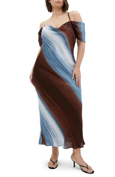 City Chic Levitate Off The Shoulder Dress In Multi