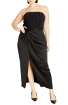 City Chic Leyla Strapless Sheath Dress In Black