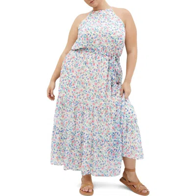 City Chic Lidia Maxi Halter Dress In Blue