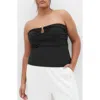 City Chic Lila Strapless Top In Black
