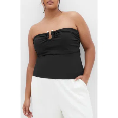 City Chic Lila Strapless Top In Black