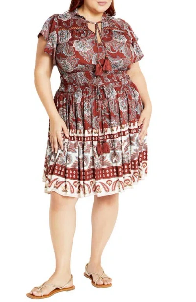 City Chic Lilah Flutter Sleeve Dress In Paisley Love