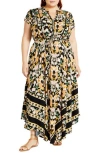 City Chic Zella Print Tie Waist Maxi Dress