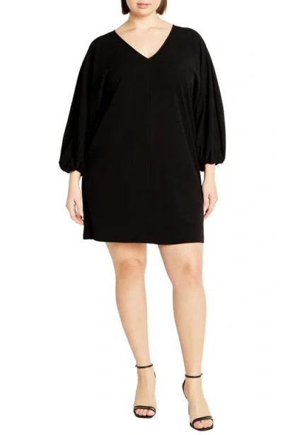 City Chic Lilia Balloon Sleeve Minidress In Black