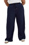 City Chic Lilia Joggers In Navy/white Stripe