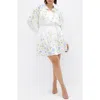 City Chic Lilliana Floral Long Sleeve Shirtdress In White