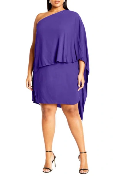 City Chic Lily One Shoulder Minidress In Lotus