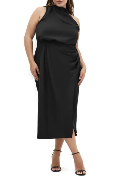 City Chic Limelight Halter Neck Midi Dress In Black