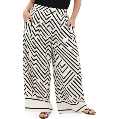 City Chic Linear Wide Leg Pants In Multi