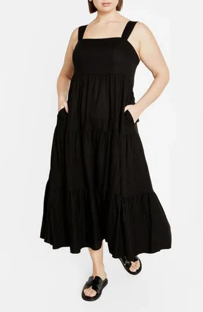 City Chic Livvy Maxi Sundress In Black