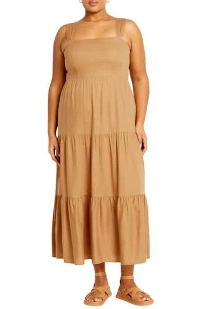 City Chic Livvy Maxi Sundress In Neutral