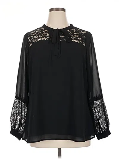 Pre-owned City Chic Long Sleeve Blouse In Black