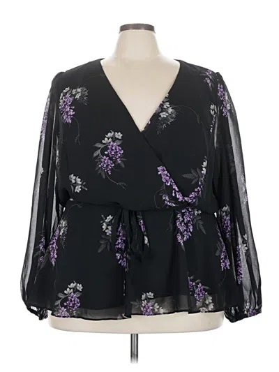 Pre-owned City Chic Long Sleeve Blouse In Black