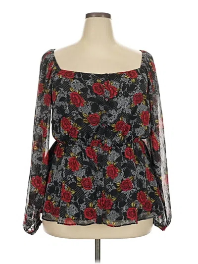 Pre-owned City Chic Long Sleeve Blouse In Black