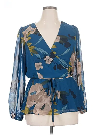 Pre-owned City Chic Long Sleeve Blouse In Blue