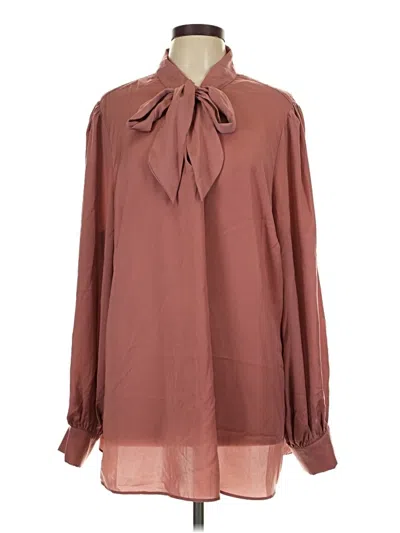 Pre-owned City Chic Long Sleeve Blouse In Brown
