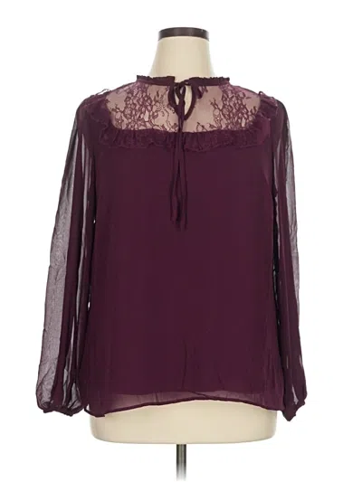 Pre-owned City Chic Long Sleeve Blouse In Burgundy