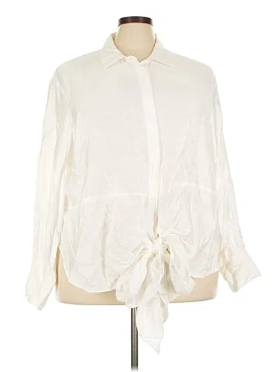 Pre-owned City Chic Long Sleeve Blouse In Ivory