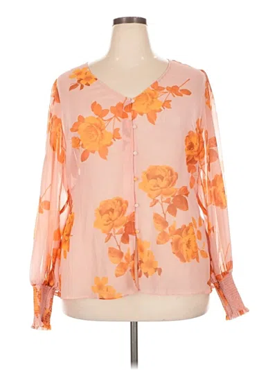 Pre-owned City Chic Long Sleeve Blouse In Orange