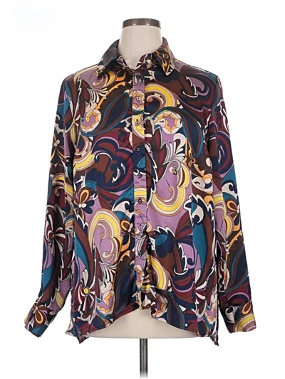 Pre-owned City Chic Long Sleeve Blouse In Purple