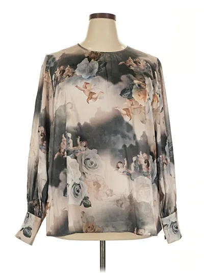 Pre-owned City Chic Long Sleeve Blouse In Silver