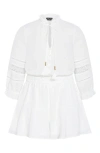 City Chic Long Sleeve Woven Romper In White